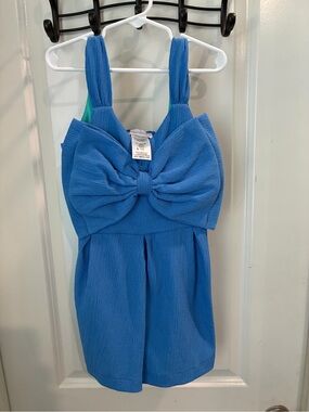 Bonnie Jean Bright Blue Bow-Front Romper